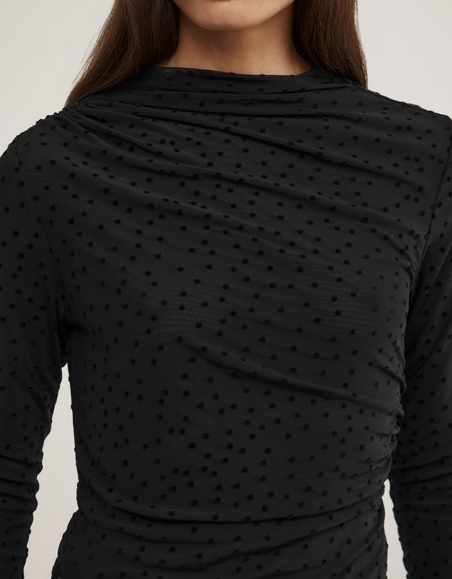 Witchery - Asymmetric Flocked Long Sleeve Top