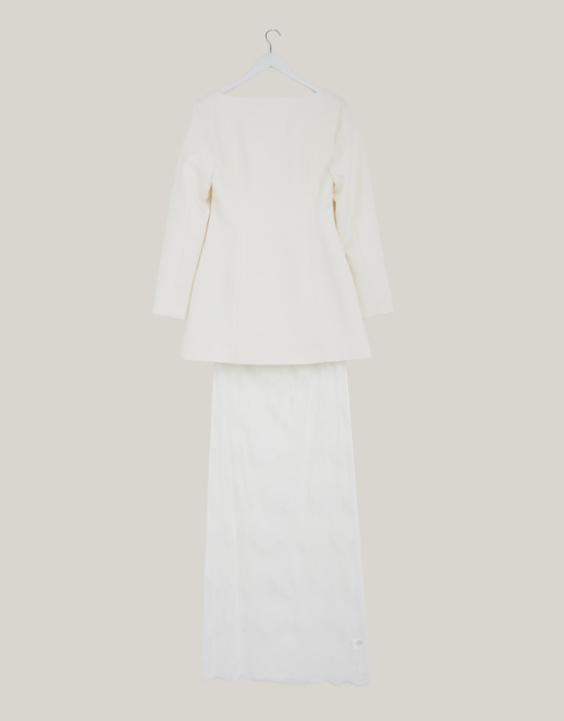 Revibe - Repaired CHANCERY Jordie Maxi Lace And Suiting Dress - AU 10