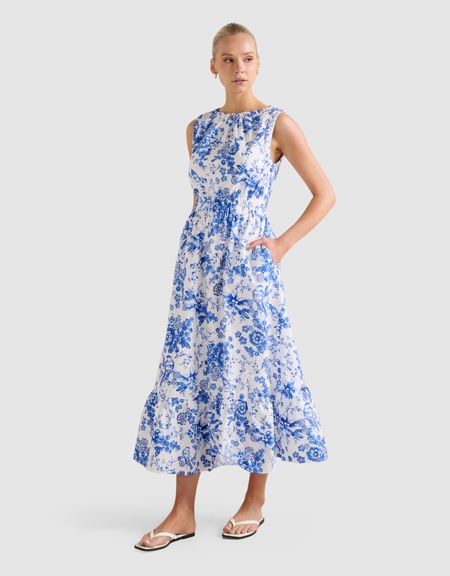 Forever New - Bella Shirred Cotton Midi Dress