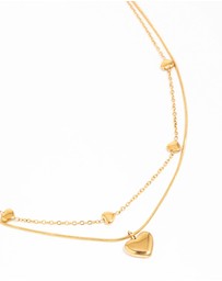 Lovisa - Waterproof Gold Plated Stainless Steel Heart Pendant Layered Necklace
