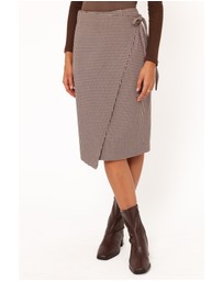 Petal & Pup - Ariela Wrap Front Midi Skirt - Brown Houndstooth