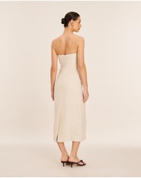 AERE - Linen Column Strapless Midi Dress