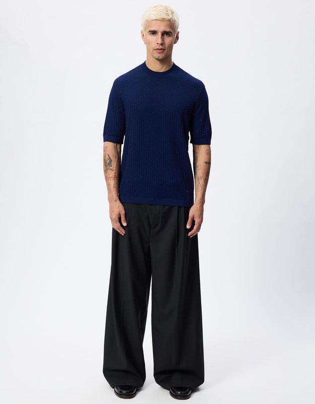 Emporio Armani - Textured Knit Tonal Logo Pullover