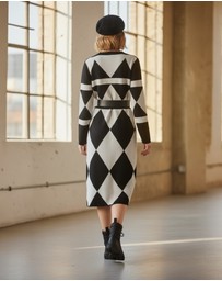 Mossée - Aurelia Geometric A line Knit Dress