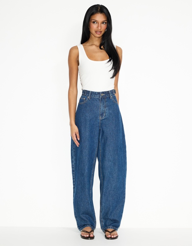 Dazie - Moscow Cinch Waistband Barrel Jeans