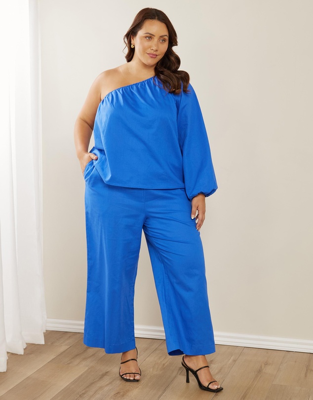 Atmos&Here Curvy - Belmont Linen Blend Shoulder Top