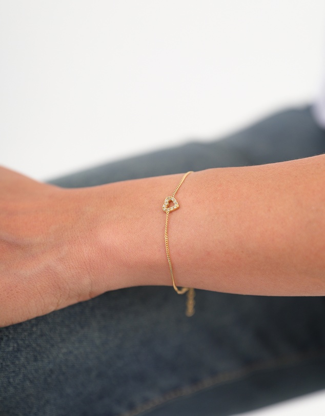 Elli Jewelry - Crystal Heart Bracelet in Gold-Plated 925 Silver