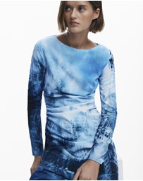 Desigual - Long Sleeve ocean print Dress