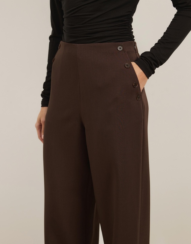 Atmos&Here - Lola High Waisted Tailored Pants With Button Detail
