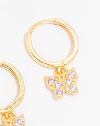 Lovisa - Gold Plated Sterling Silver Cubic Zirconia Butterfly Earrings