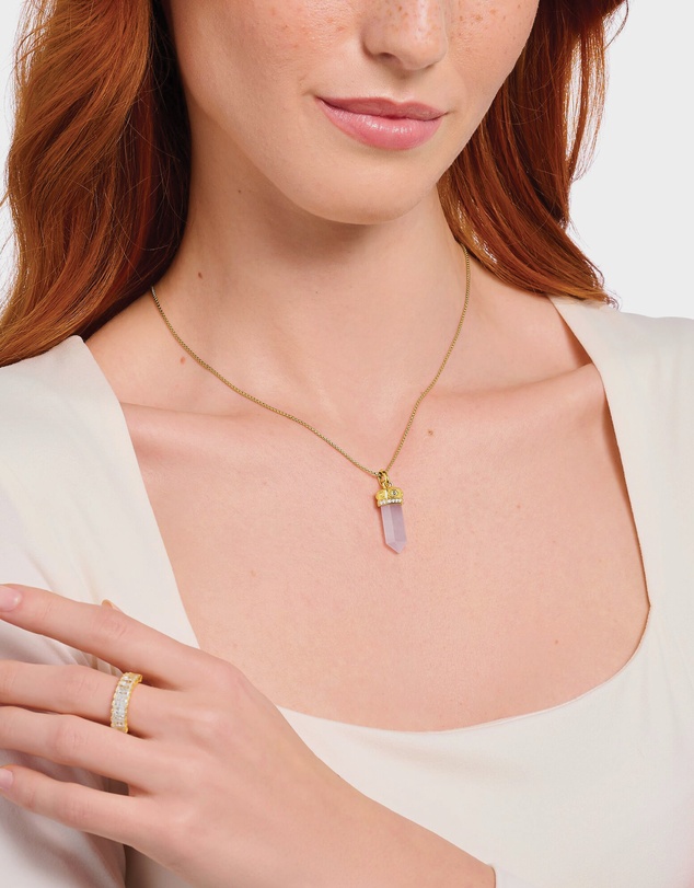 THOMAS SABO - Rose Quartz Crystal Pendant Gold