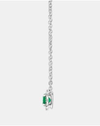 Michael Hill - Halo Pendant with Emerald & 0.14 Carat TW of Diamonds in 10kt White Gold