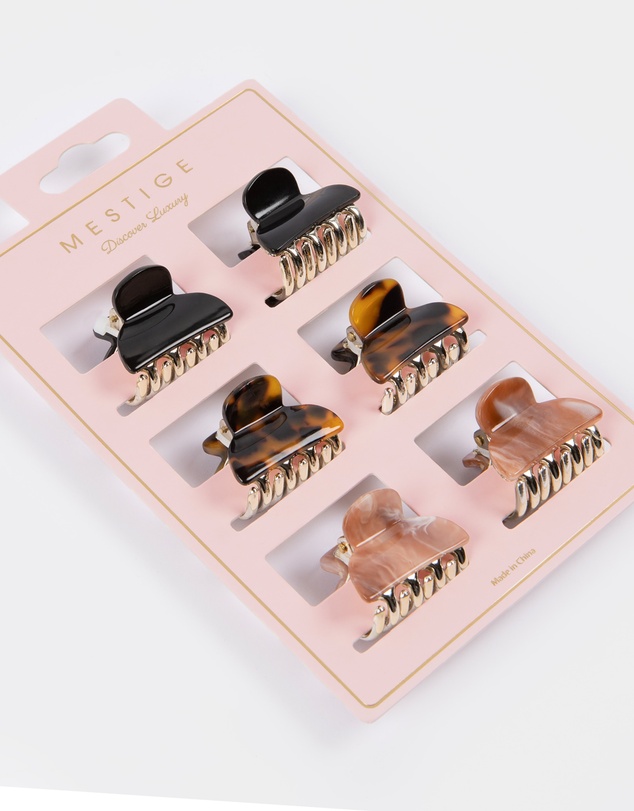 Mestige - Jet Set Mini Acetate Claw Hair Clip - 6 Pack