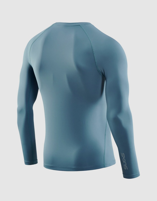 SKINS - SKINS Compression Men's Series-2 Gym Clothing Mens LS Top Blue Grey