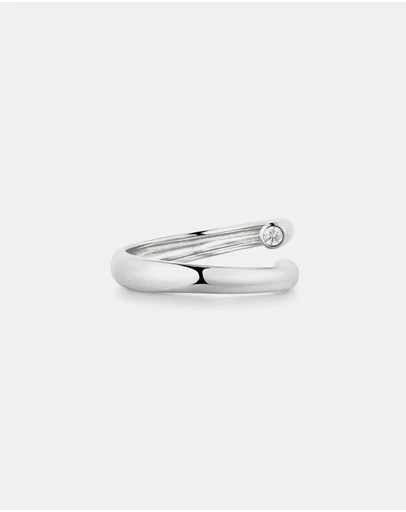 Ania Haie - Silver Spiral Bezel-End Adjustable Ring