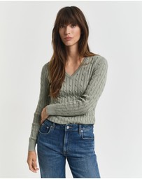Gant - Stretch Cotton Cable V-Neck Knit