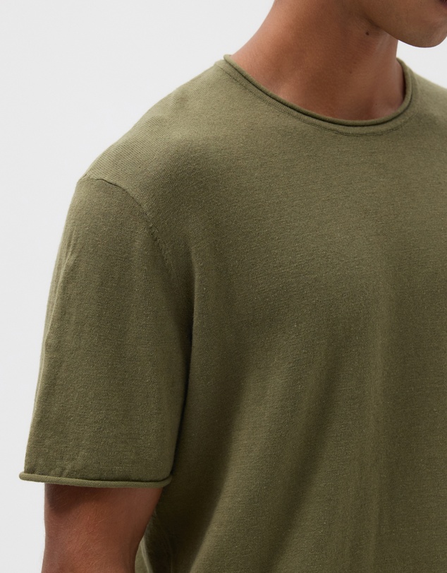 AERE - Linen Blend Rolled Hem Tee
