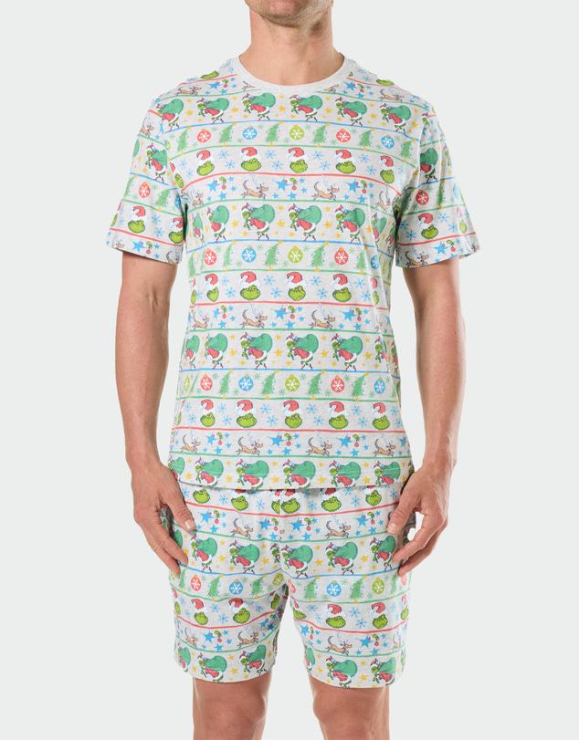 Mitch Dowd - Mitchdowd Mens Grinch Stripe Christmas Pyjama Set