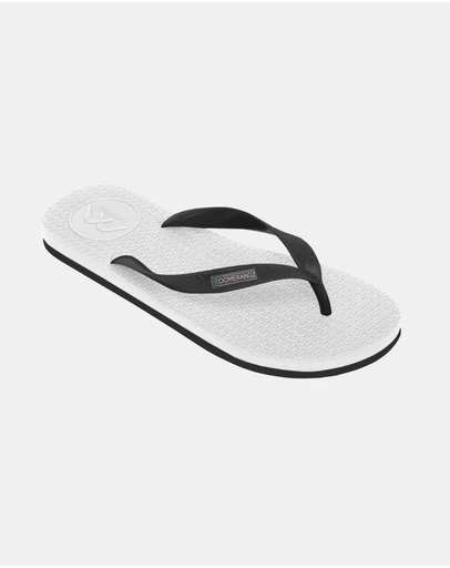 Boomerangz Footwear - Men's White/Black Thongs with arch support and 2 x interchangeable straps