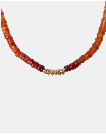 KYOTI - Beaded Carnelian Relic Necklace