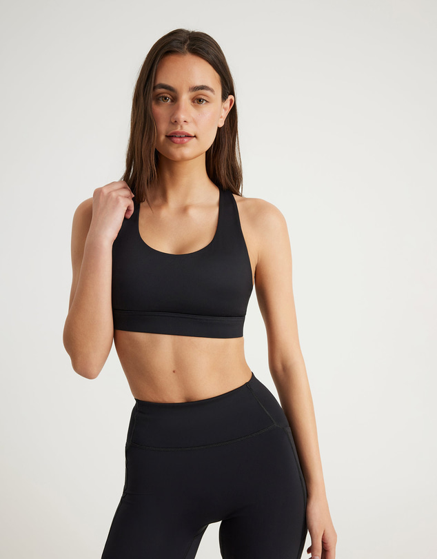 Upstate - Contour+ Cross Over Crop - Black