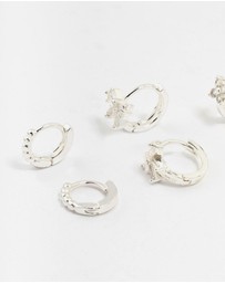 Lovisa - Silver Diamante Mixed Bow Earrings 4-Pack