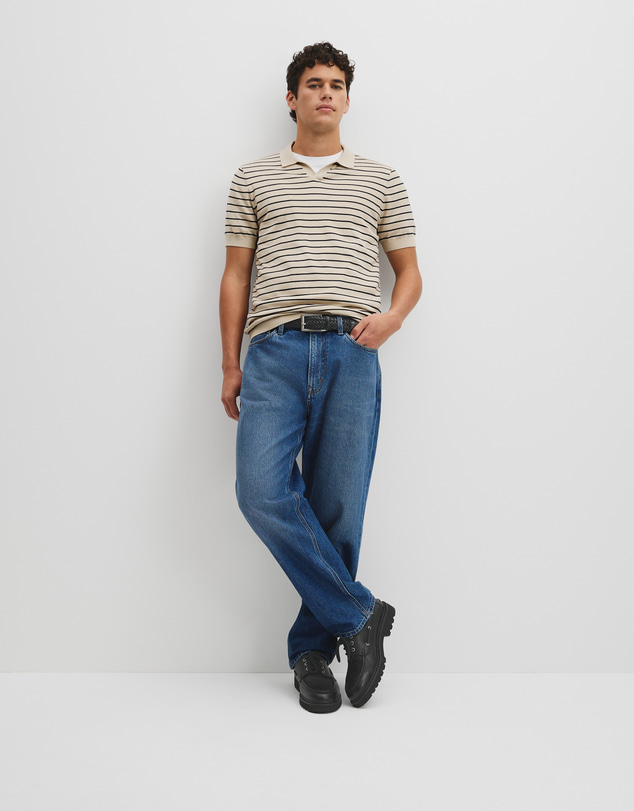 Country Road - Australian Cotton Silk Stripe Knit Polo