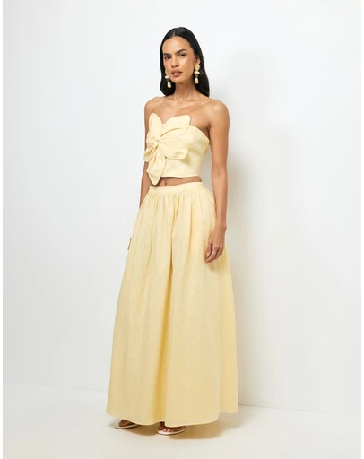 AERE - Tiera Gathered Midi Skirt