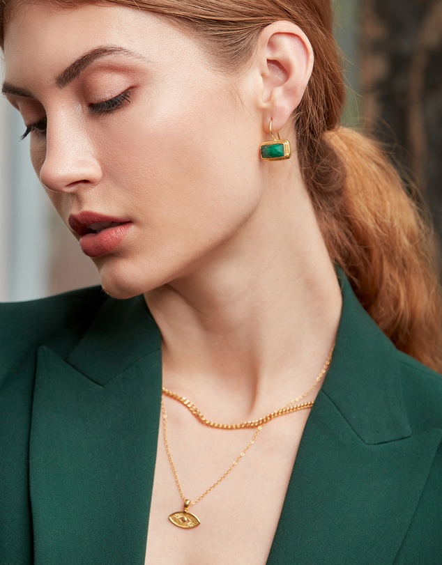 Ottoman Hands - Noa Emerald Drop Earrings