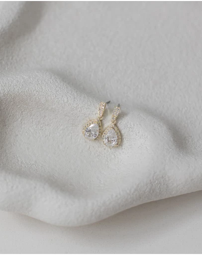 The White Collection - Melissa - Crystal Gold Bridal Earrings