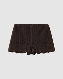 M.N.G - Embroidered Openwork Shorts