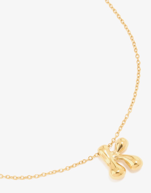 Lovisa - Waterproof Gold Plated Stainless Steel Large Bubble Letter K Necklace