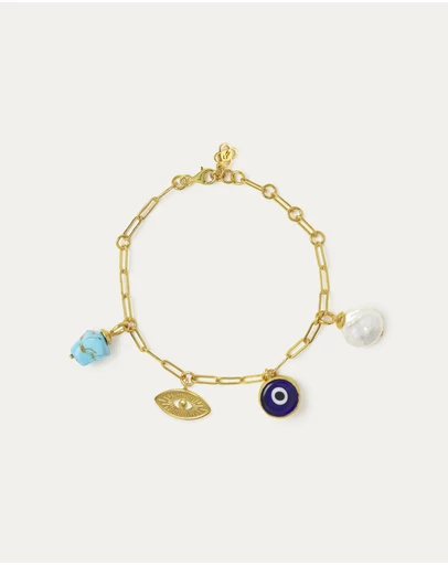 Ottoman Hands - Cornicello Evil Eye and Turquoise Charm Bracelet