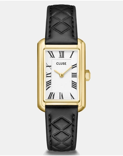 Cluse - Belisenna Watch Leather, Black Quilted, Gold Colour