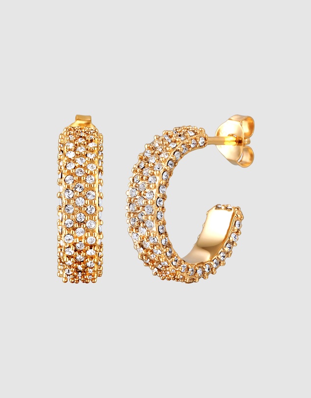 Elli Jewelry - Crystal Stud Earrings in Gold-Plated 925 Silver