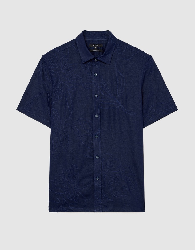 Politix - Embroidered Floral Short Sleeve Shirt