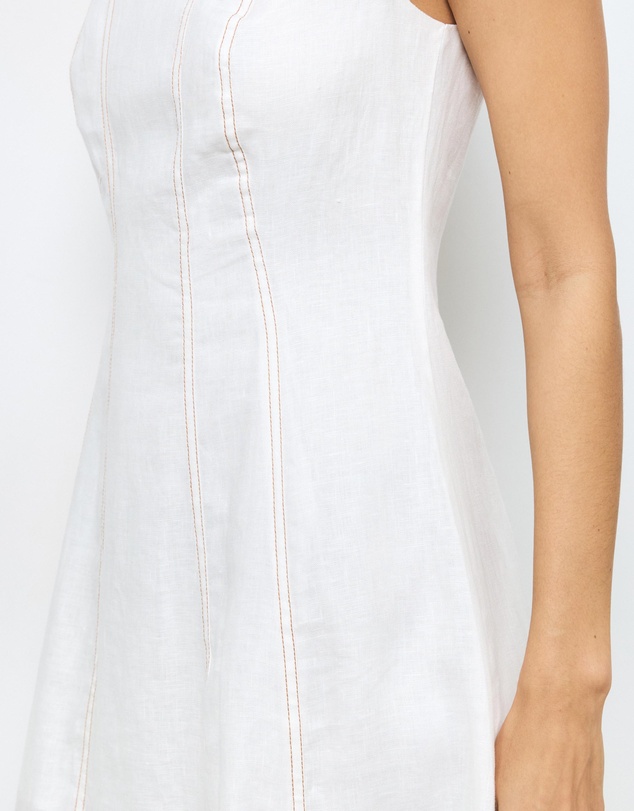 AERE - Eden Contrast Stitch Linen Midi Dress