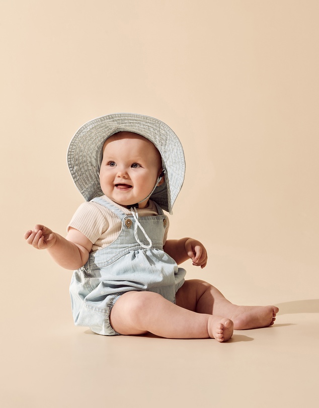 Wilson & Frenchy - Ditsy Daisy Organic Denim Bodysuit - Babies