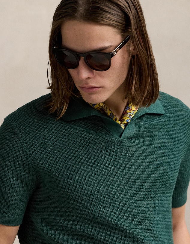 Polo Ralph Lauren - Mesh-Knit Linen Johnny-Collar Sweater