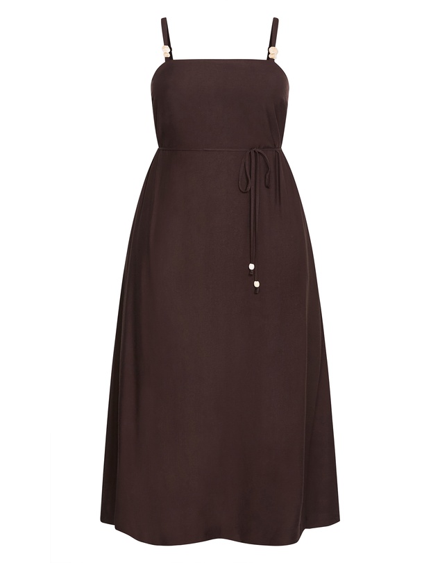 City Chic - Plus size Strappy Bead Maxi Dress - chocolate