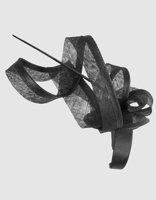 Max Alexander - Tall Black Sinamay Fascinator Headband