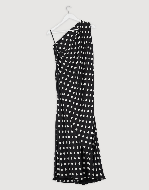 Revibe - Repaired BY JOHNNY. Dove Drape Polka Ankle Dress - AU 8