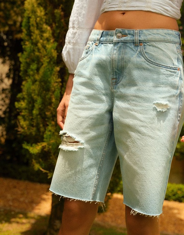 NEXT - Ripped Denim Bermuda Shorts