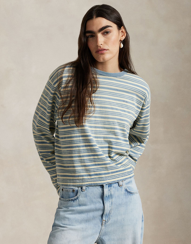 Polo Ralph Lauren - Striped Jersey Cropped Long-Sleeve Tee