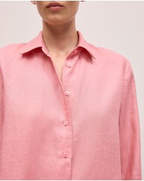Trenery - Linen Classic Shirt in Dusty Rose