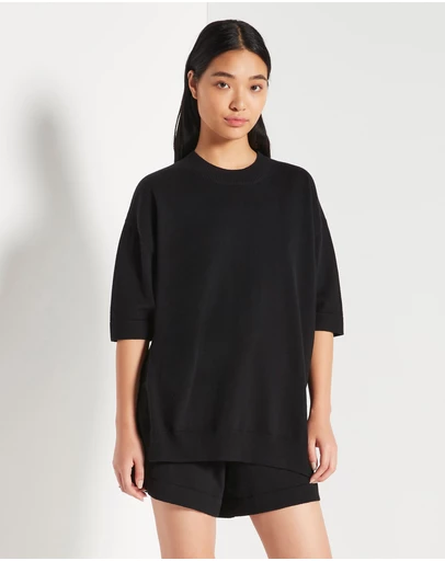 JH Lounge - JHL Crew S/S Sweater (Cotton Cashmere) Black