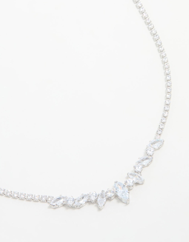 Lovisa - Silver Cubic Zirconia Marquise Pendant Necklace