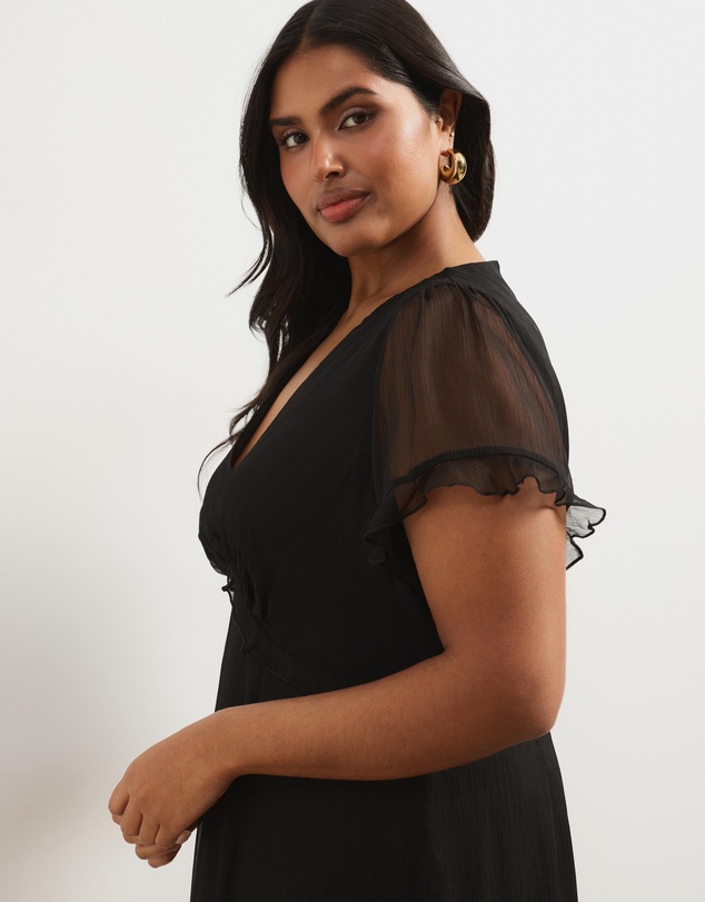 Atmos&Here Curvy - Short Sleeve Midi Dress With Ruffle Detail