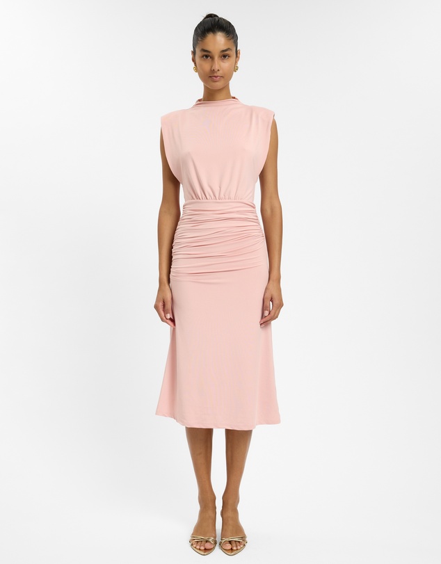 With Harper Lu - Structured Shoulder Midi Dress