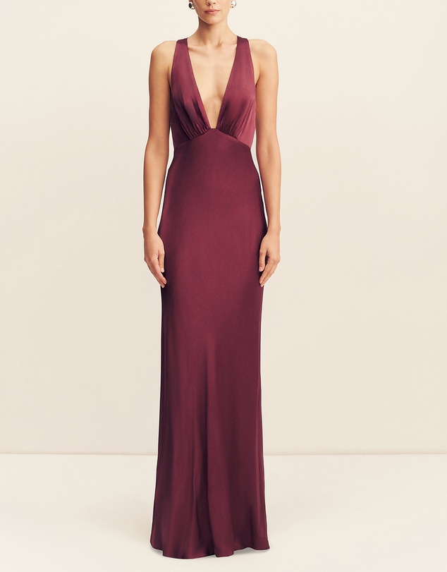 Shona Joy - La Lune Plunged Cross Back Maxi Dress